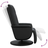 Recliner Chair with Footrest Black Faux Leather