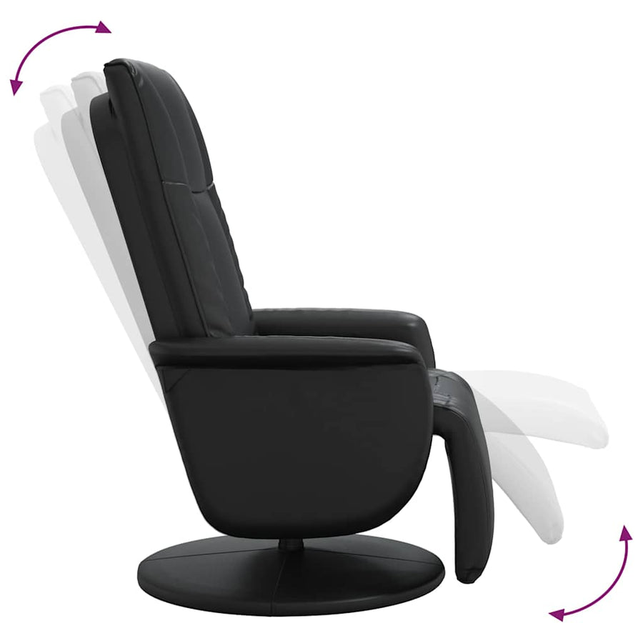 Recliner Chair with Footrest Black Faux Leather