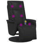 Massage Recliner Chair with Footrest Black Faux Leather