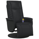 Massage Recliner Chair with Footrest Black Faux Leather - Front View