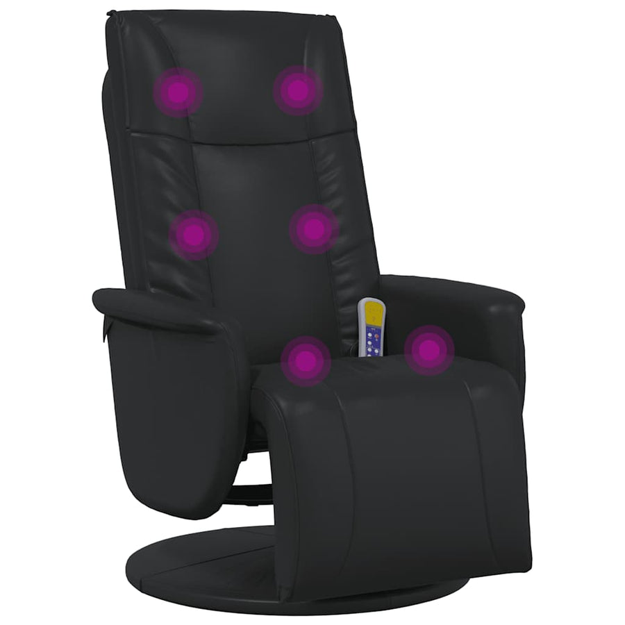 Massage Recliner Chair with Footrest Black Faux Leather