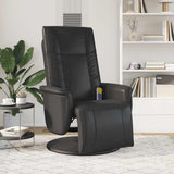 Massage Recliner Chair with Footrest Black Faux Leather - Side View