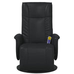 Massage Recliner Chair with Footrest Black Faux Leather