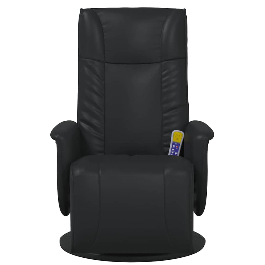 Massage Recliner Chair with Footrest Black Faux Leather