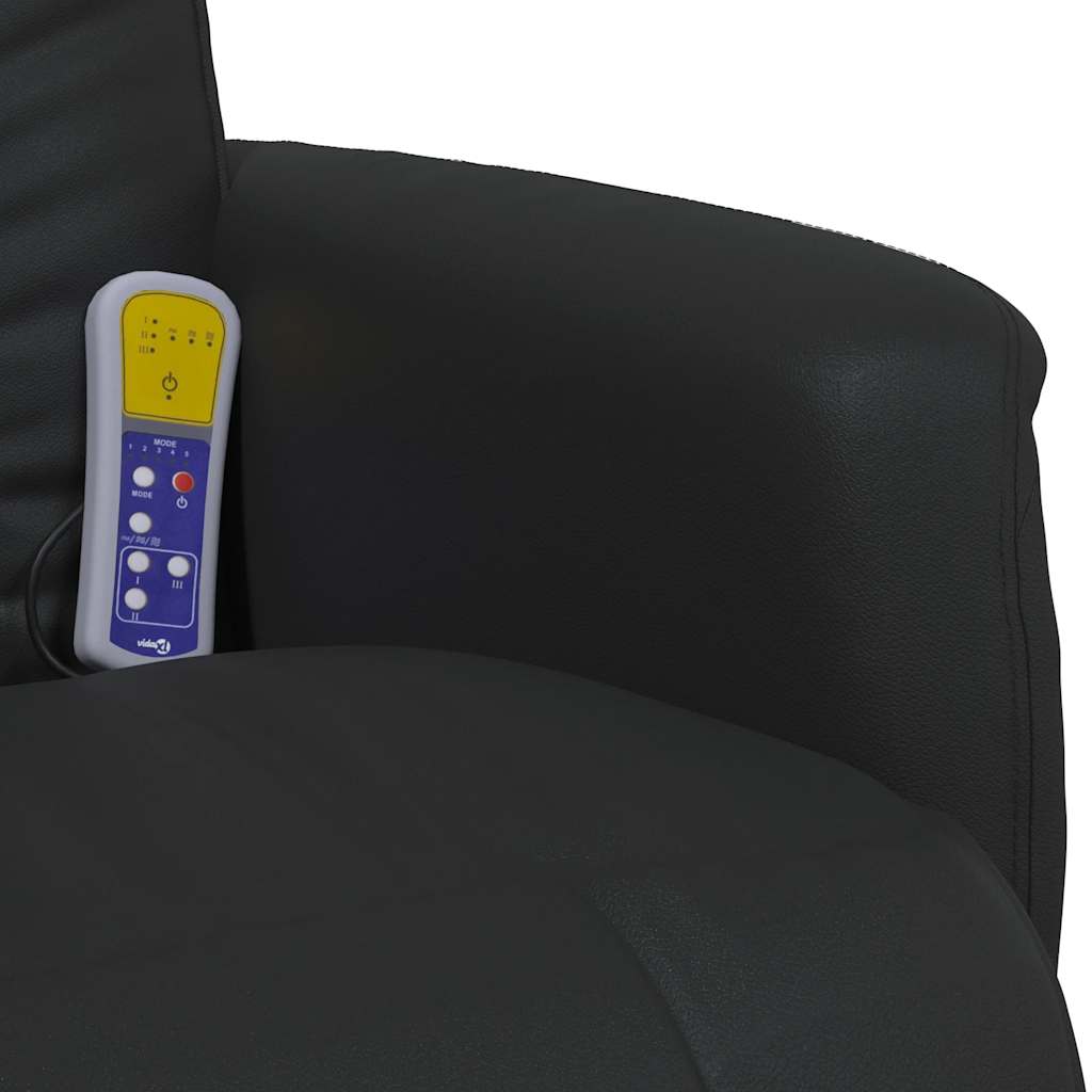 Massage Recliner Chair with Footrest Black Faux Leather