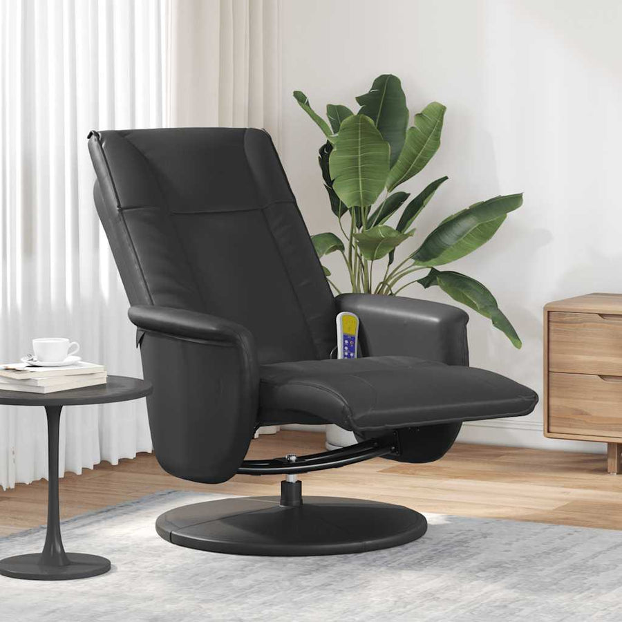 Massage Recliner Chair with Footrest Black Faux Leather