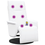 Massage Recliner Chair with Footrest White Faux Leather