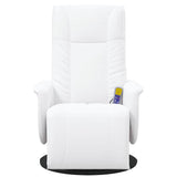Massage Recliner Chair with Footrest White Faux Leather - 45-Degree Angle
