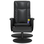 Massage Recliner Chair with Footstool Black Faux Leather