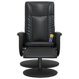 Massage Recliner Chair with Footstool Black Faux Leather - Side View