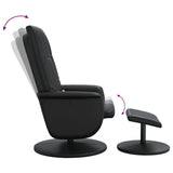 Massage Recliner Chair with Footstool Black Faux Leather - Rear View
