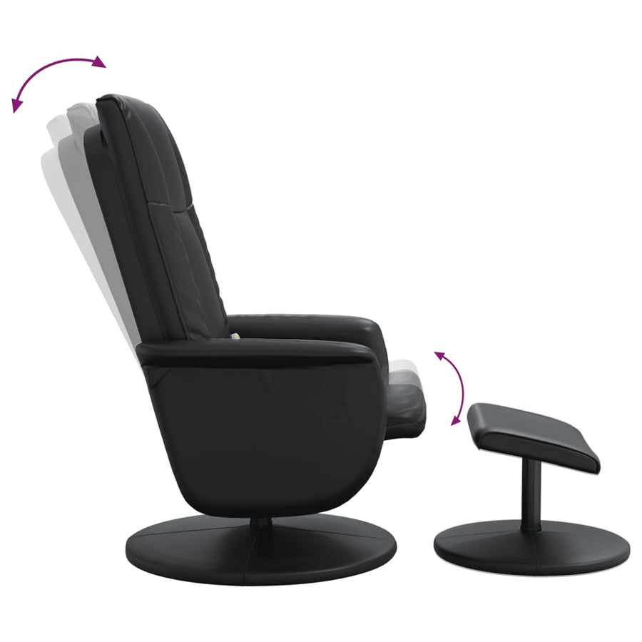 Massage Recliner Chair with Footstool Black Faux Leather