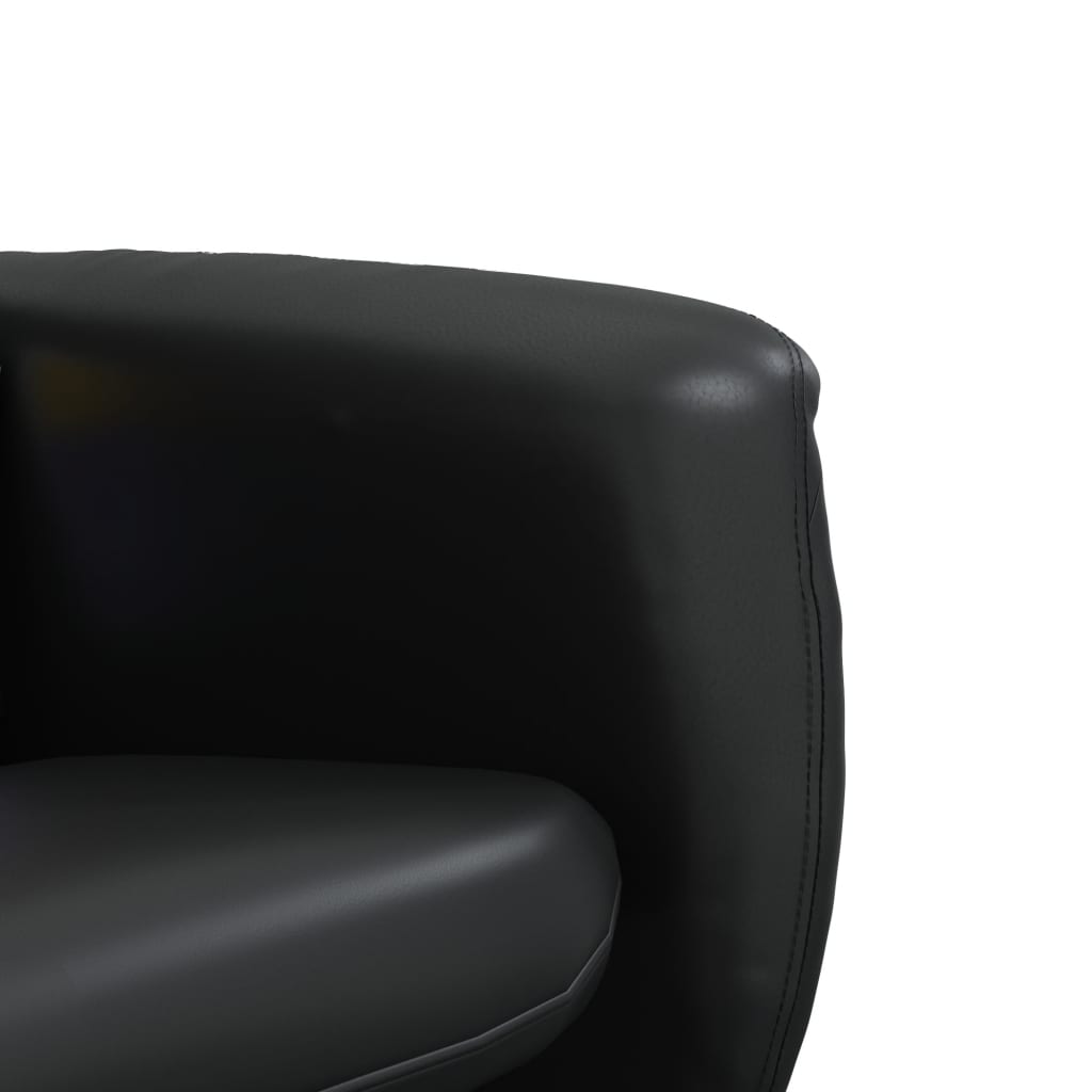 Massage Recliner Chair with Footstool Black Faux Leather