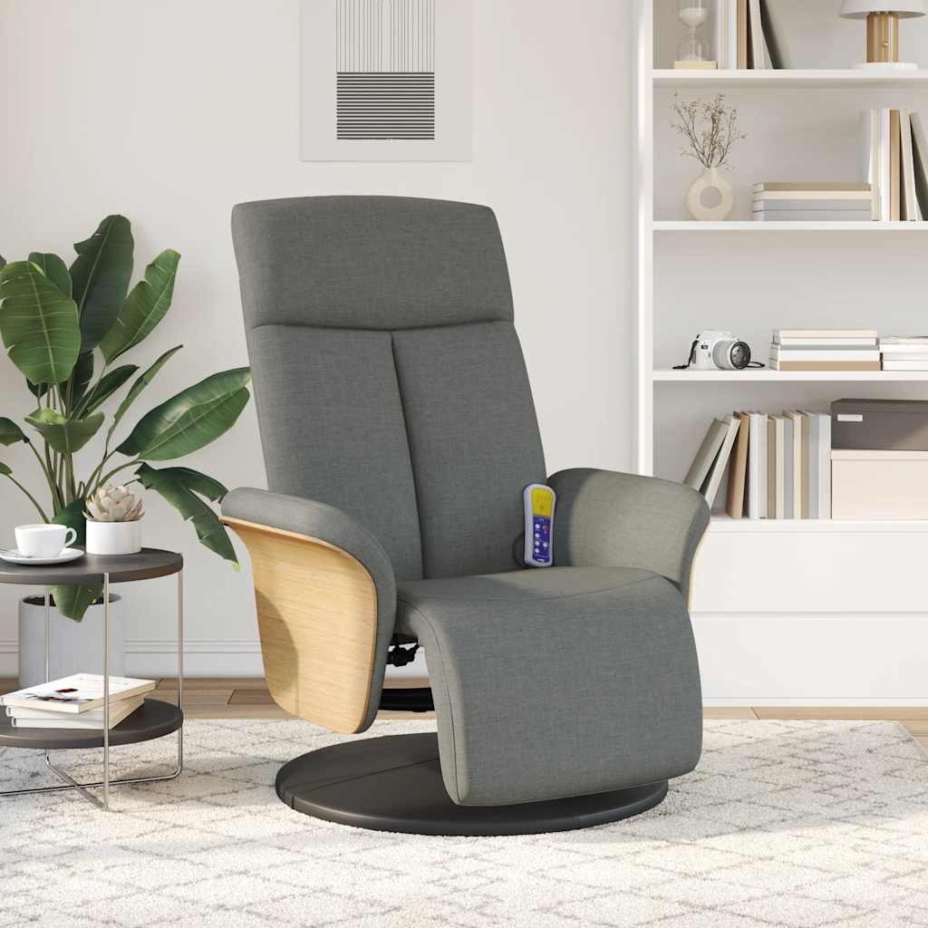 Massage Recliner Chair with Footrest Dark Grey Fabric