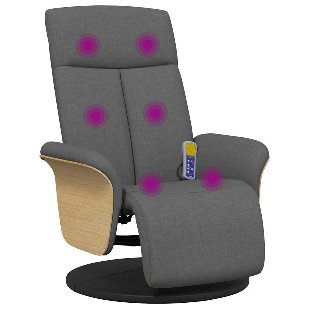 Massage Recliner Chair with Footrest Dark Grey Fabric