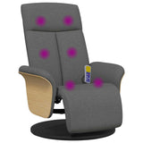Massage Recliner Chair with Footrest Dark Grey Fabric - Low Angle