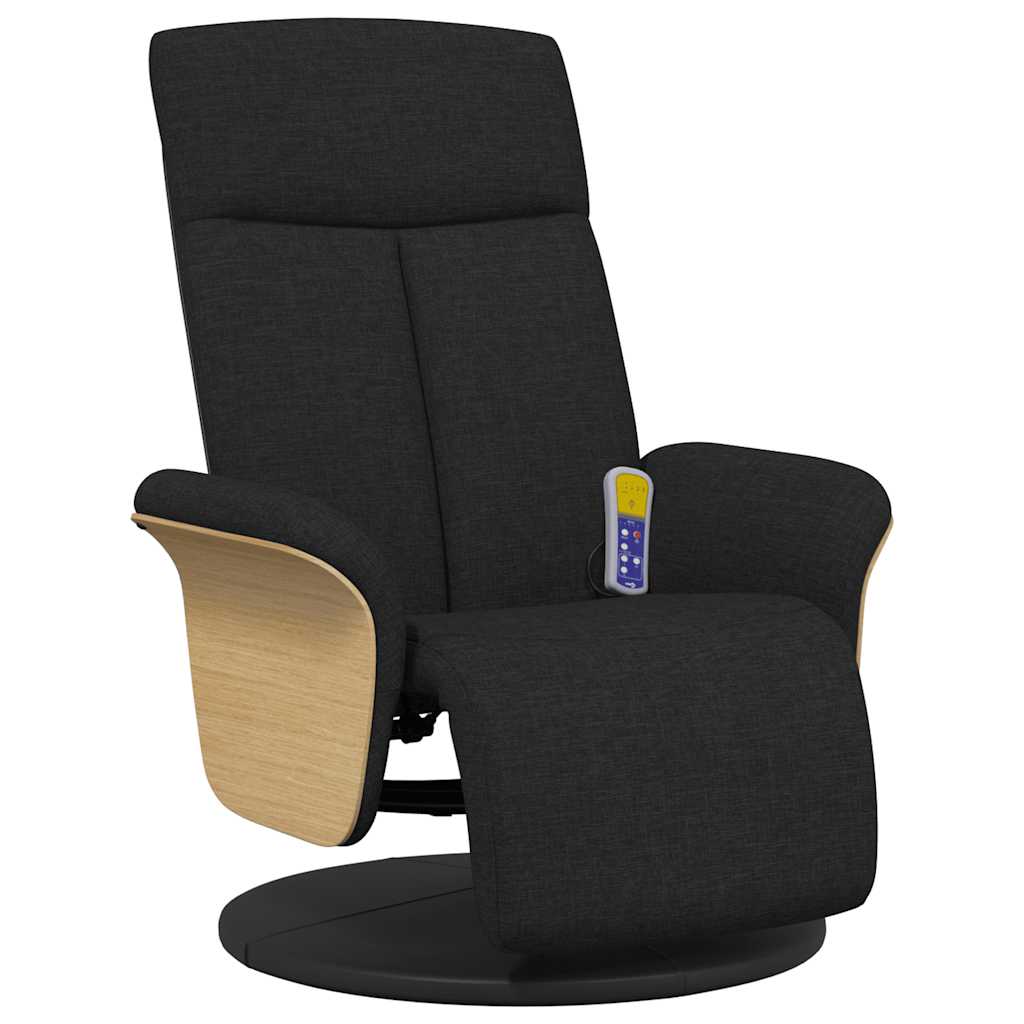 Massage Recliner Chair with Footrest Black Fabric