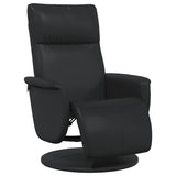 Recliner Chair with Footrest Black Faux Leather - Front View