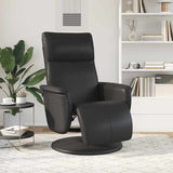 Recliner Chair with Footrest Black Faux Leather