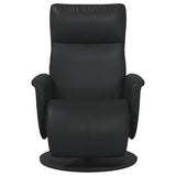 Recliner Chair with Footrest Black Faux Leather