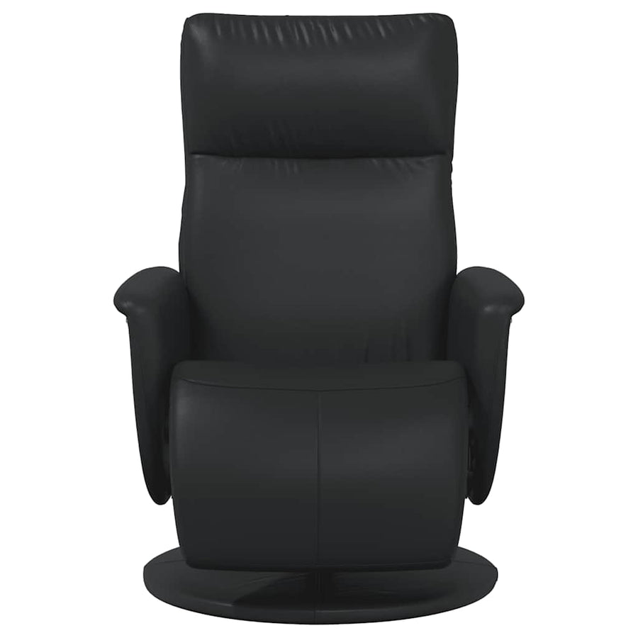 Recliner Chair with Footrest Black Faux Leather