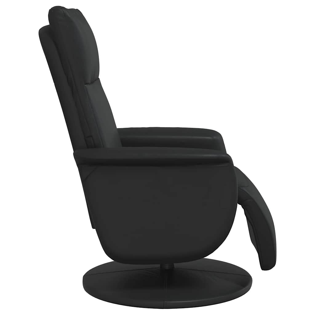 Recliner Chair with Footrest Black Faux Leather