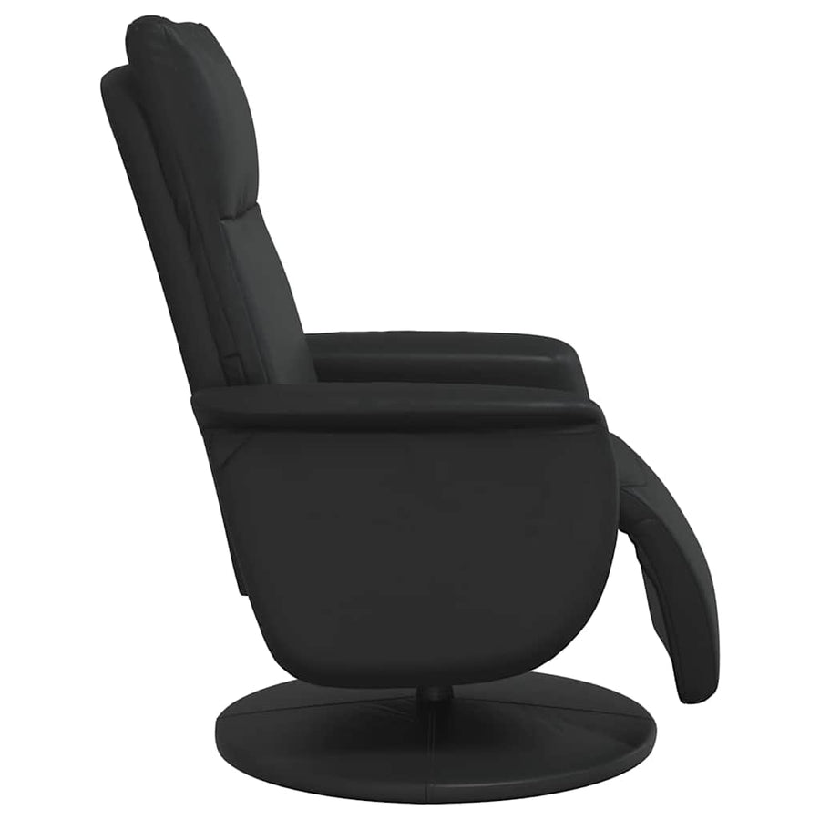 Recliner Chair with Footrest Black Faux Leather
