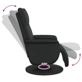Recliner Chair with Footrest Black Faux Leather - Close-Up Angle