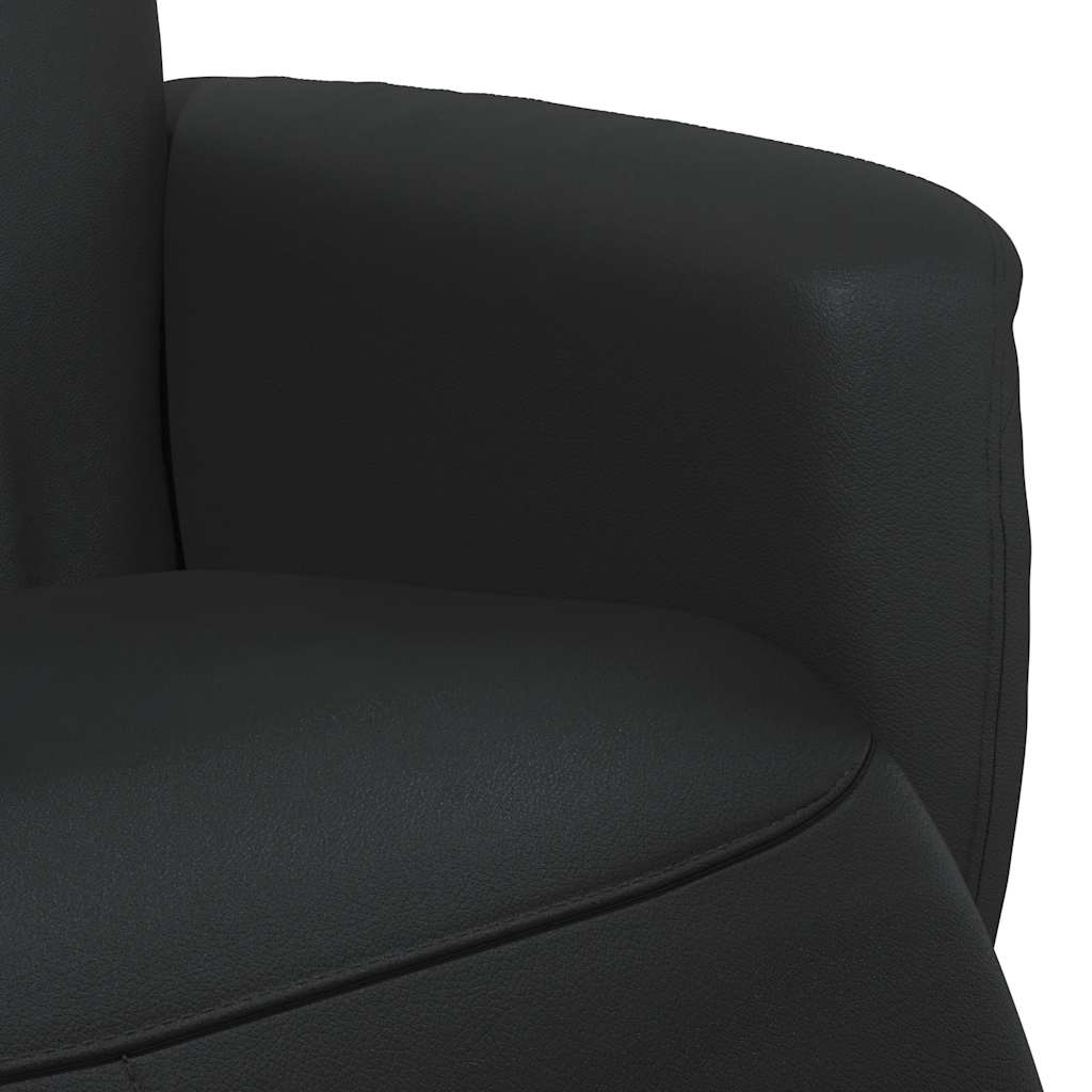Recliner Chair with Footrest Black Faux Leather