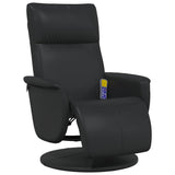 Massage Recliner Chair with Footrest Black Faux Leather - Front View