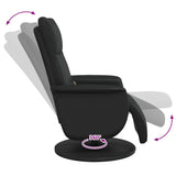 Massage Recliner Chair with Footrest Black Faux Leather - Close-Up Angle