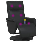 Massage Recliner Chair with Footrest Black Faux Leather - Low Angle