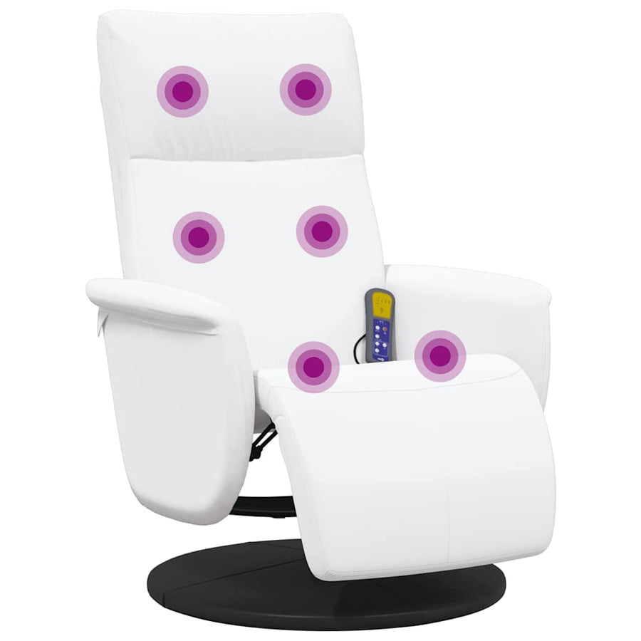 Massage Recliner Chair with Footrest White Faux Leather