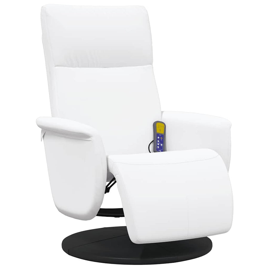 Massage Recliner Chair with Footrest White Faux Leather