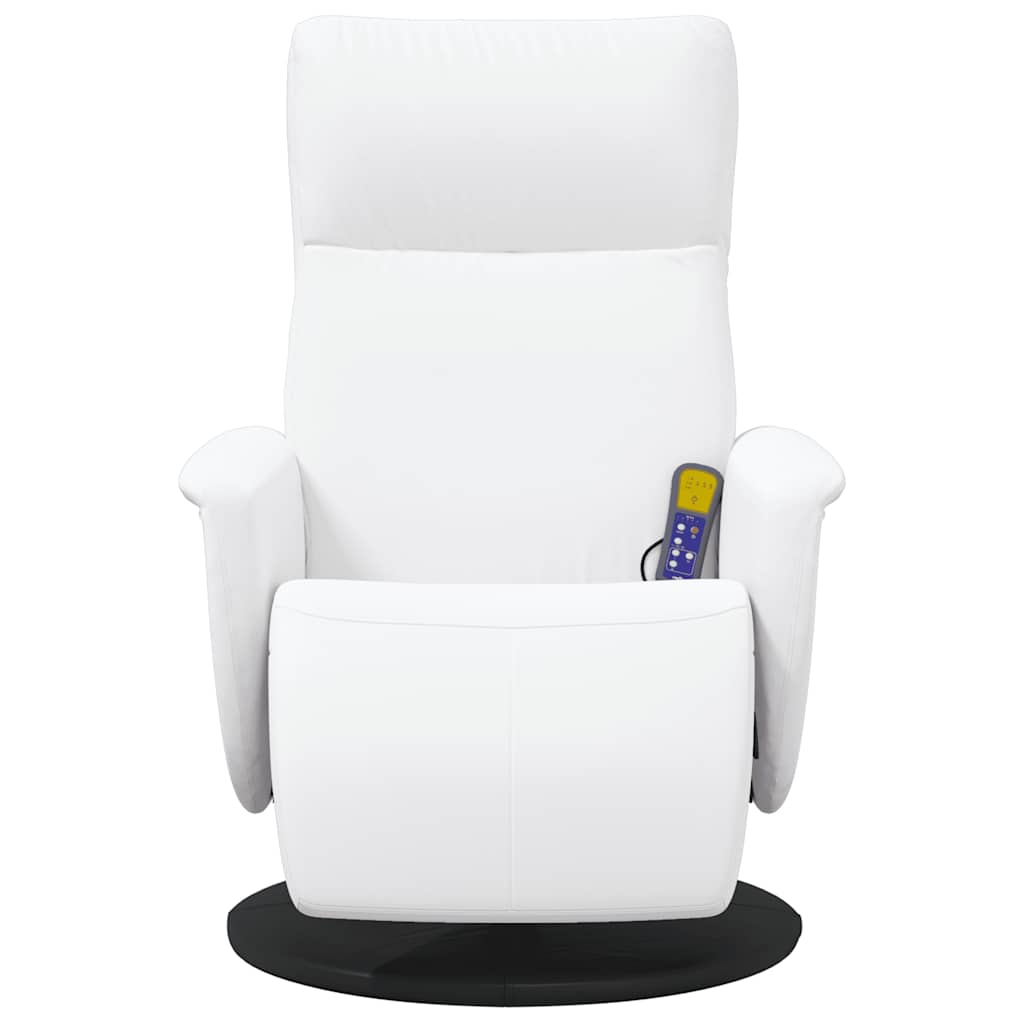 Massage Recliner Chair with Footrest White Faux Leather