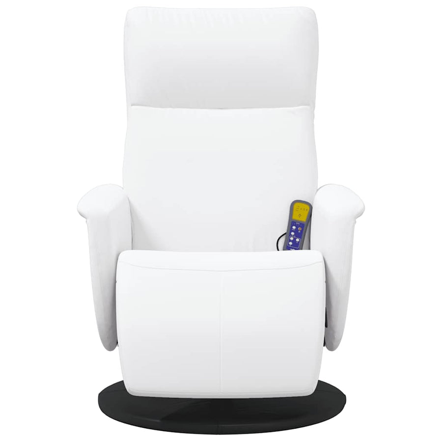 Massage Recliner Chair with Footrest White Faux Leather