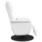 Massage Recliner Chair with Footrest White Faux Leather - Rear View