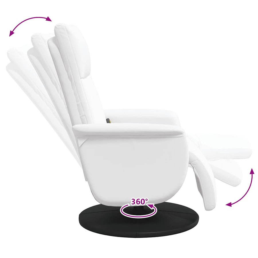 Massage Recliner Chair with Footrest White Faux Leather