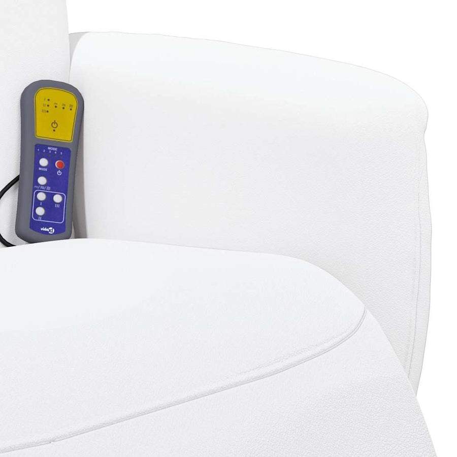 Massage Recliner Chair with Footrest White Faux Leather