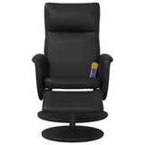 Massage Recliner Chair with Footstool Black Faux Leather - Side View