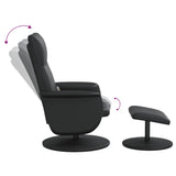 Massage Recliner Chair with Footstool Black Faux Leather - Rear View
