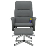 Massage Recliner Chair with Footstool Dark Grey Fabric