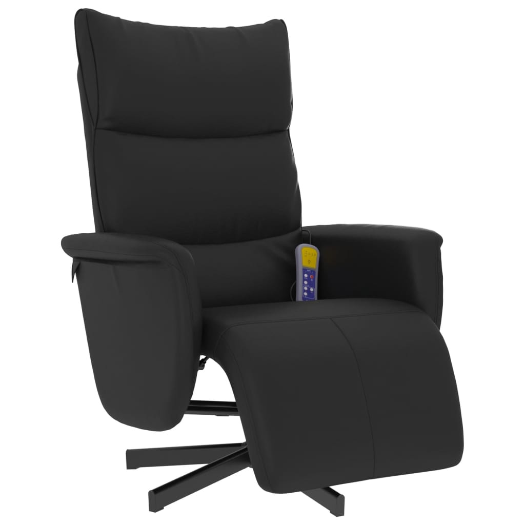 Massage Recliner Chair with Footrest Black Faux Leather