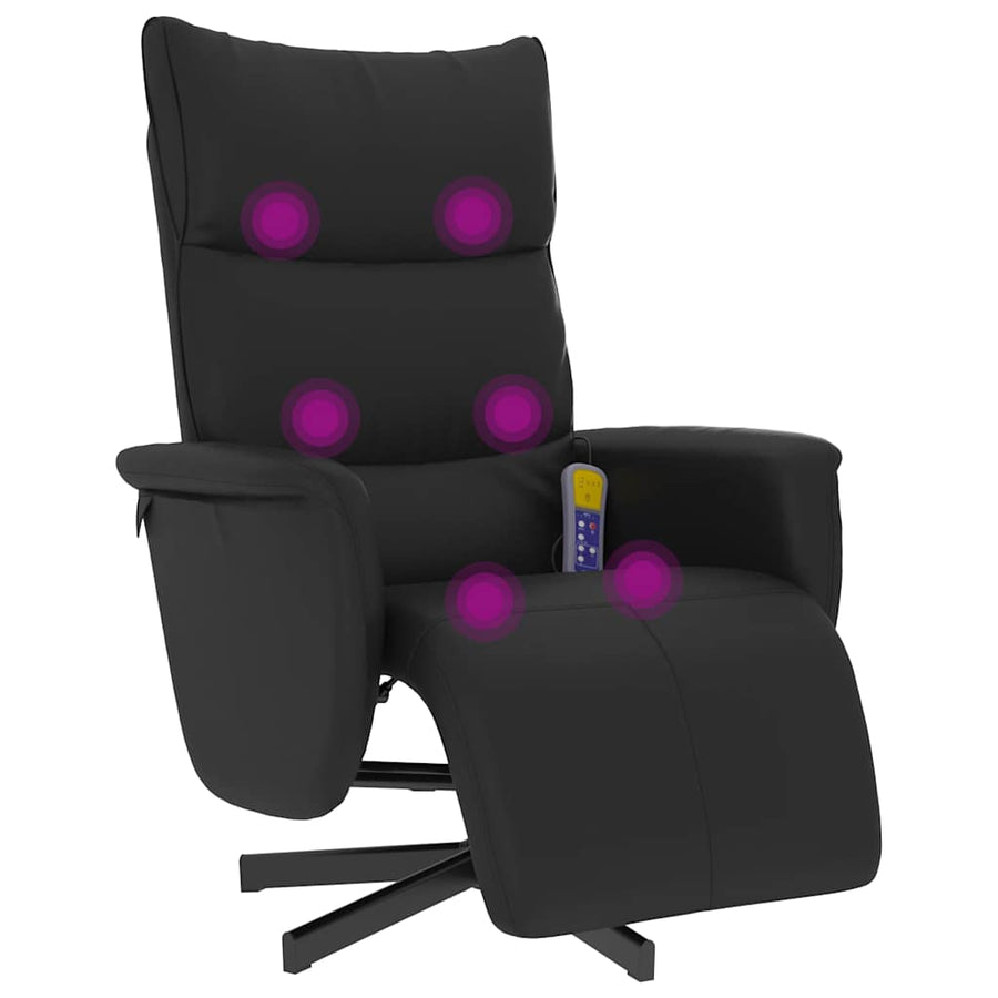 Massage Recliner Chair with Footrest Black Faux Leather