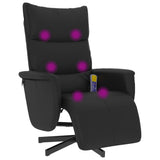 Massage Recliner Chair with Footrest Black Faux Leather - Close-Up Angle