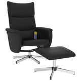 Massage Recliner Chair with Footstool Black Faux Leather - Front View
