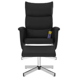 Massage Recliner Chair with Footstool Black Faux Leather - Side View
