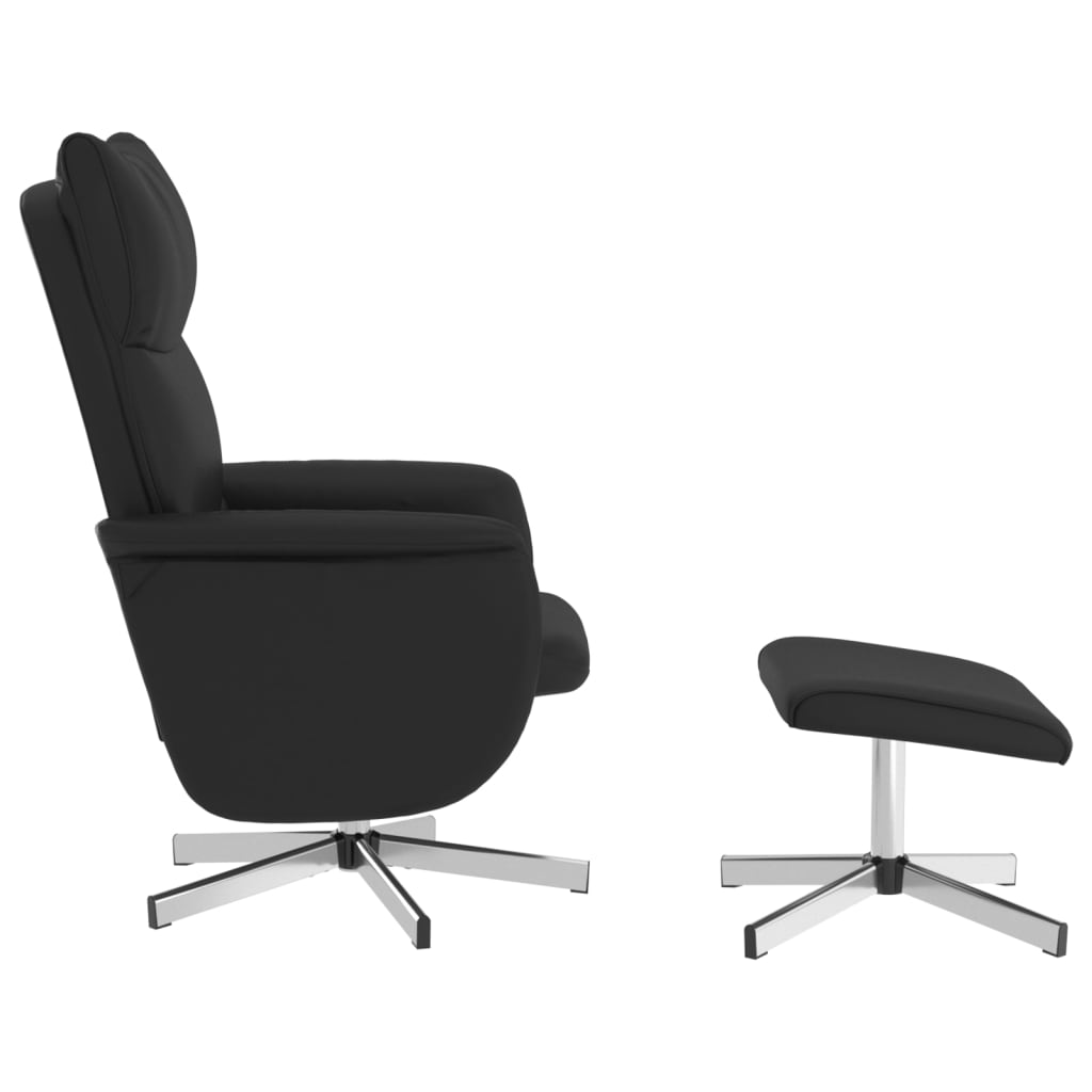 Massage Recliner Chair with Footstool Black Faux Leather