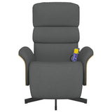 Massage Recliner Chair with Footrest Dark Grey Fabric - Side View