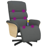 Massage Recliner Chair with Footrest Dark Grey Fabric - Close-Up Angle